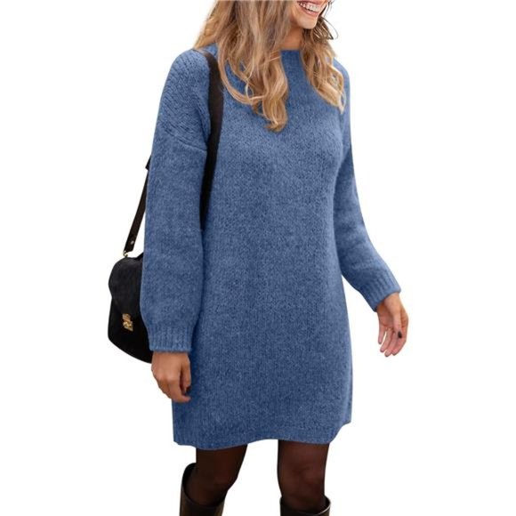 Women's Fall Knit Pullover Sweaters Grey Blue